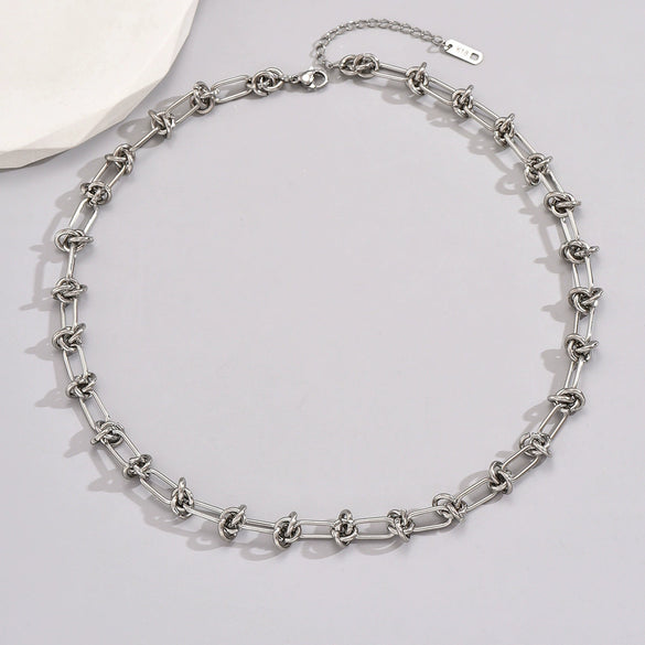 Wholesale Necklace Titanium Steel Heart Gold Inlaid Hiphop Ins Style Water Wave Chain For Women