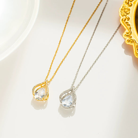Wholesale Necklace Titanium Steel Heart Ocean Water Drops Design With Letters Numbers Text And Diamond For Women