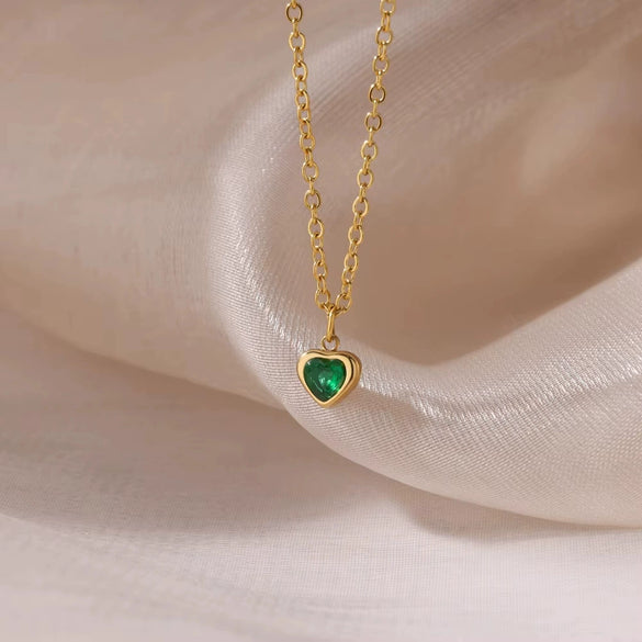 Wholesale Necklace Titanium Steel Heart Shape 18K Gold Plated For Women