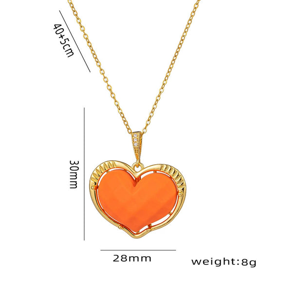 Wholesale Necklace Titanium Steel Heart Shape Pendant Cartoon Style Vacuum Furnace Electroplated Ochain For Women