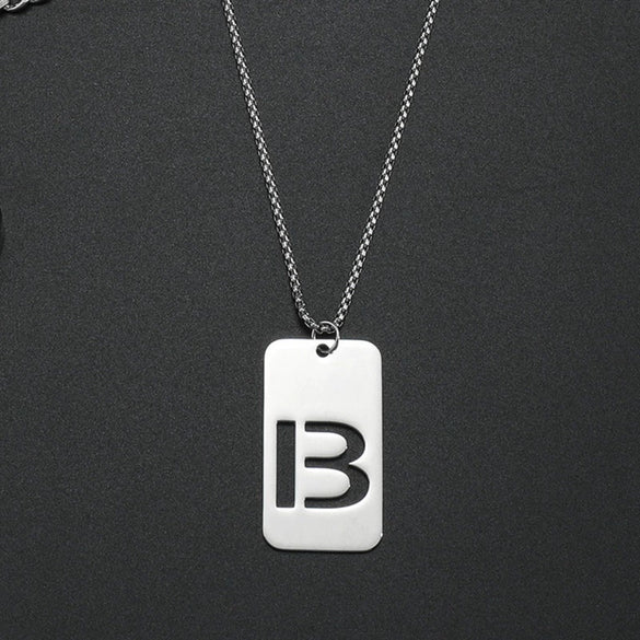 Wholesale Necklace Titanium Steel Hollow Military Plate With Letters Numbers Text Pattern Polishing