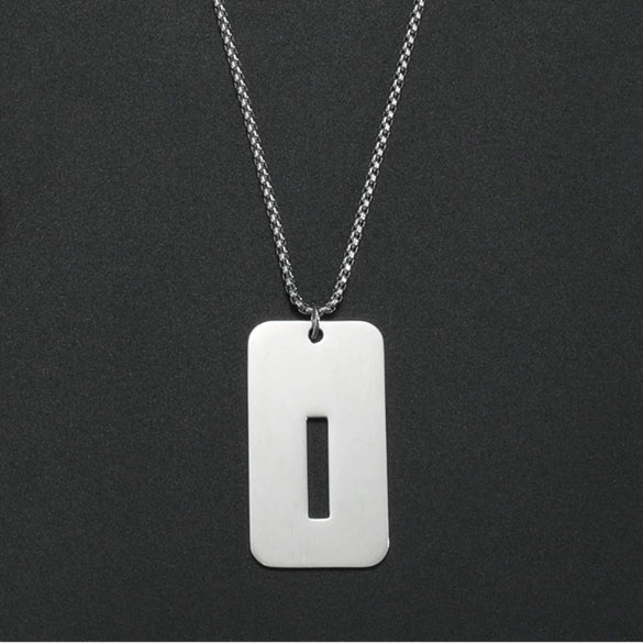 Wholesale Necklace Titanium Steel Hollow Military Plate With Letters Numbers Text Pattern Polishing
