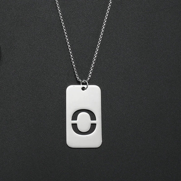Wholesale Necklace Titanium Steel Hollow Military Plate With Letters Numbers Text Pattern Polishing