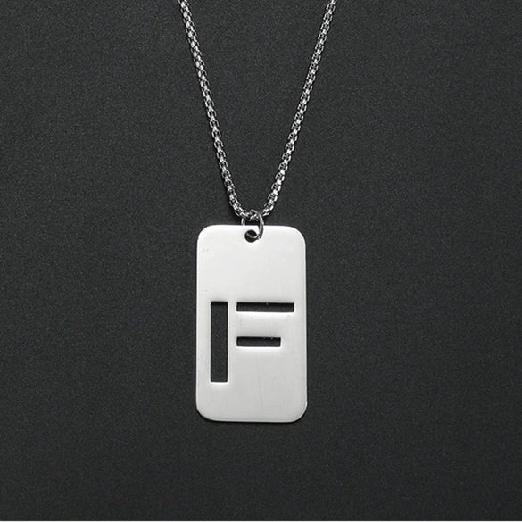 Wholesale Necklace Titanium Steel Hollow Military Plate With Letters Numbers Text Pattern Polishing