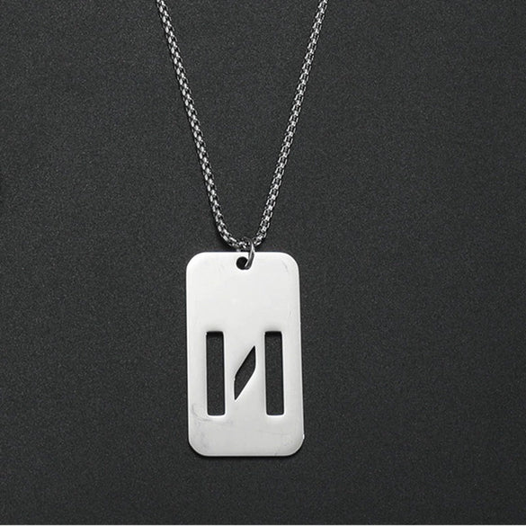 Wholesale Necklace Titanium Steel Hollow Military Plate With Letters Numbers Text Pattern Polishing