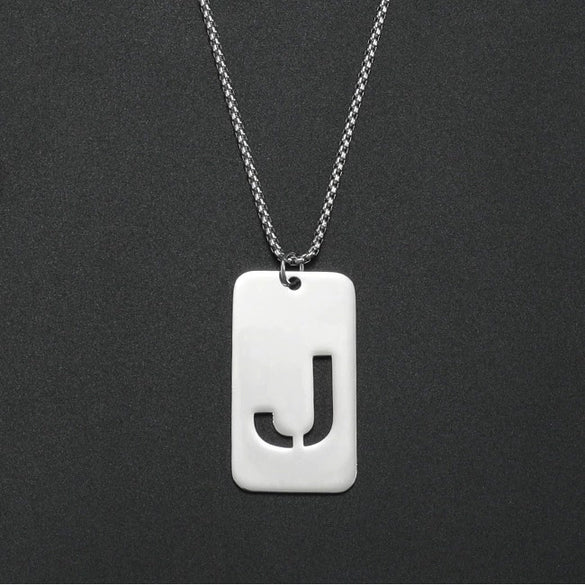 Wholesale Necklace Titanium Steel Hollow Military Plate With Letters Numbers Text Pattern Polishing