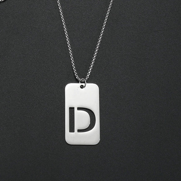 Wholesale Necklace Titanium Steel Hollow Military Plate With Letters Numbers Text Pattern Polishing