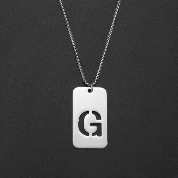Wholesale Necklace Titanium Steel Hollow Military Plate With Letters Numbers Text Pattern Polishing