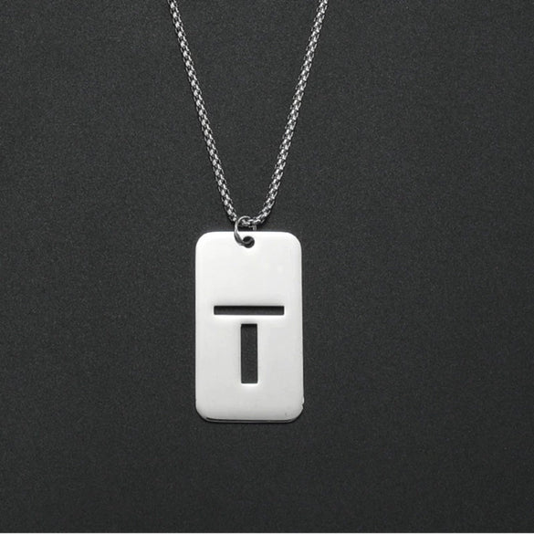 Wholesale Necklace Titanium Steel Hollow Military Plate With Letters Numbers Text Pattern Polishing
