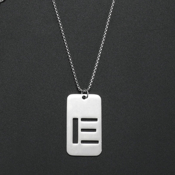 Wholesale Necklace Titanium Steel Hollow Military Plate With Letters Numbers Text Pattern Polishing