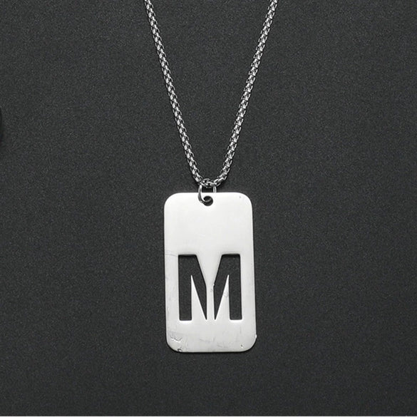 Wholesale Necklace Titanium Steel Hollow Military Plate With Letters Numbers Text Pattern Polishing
