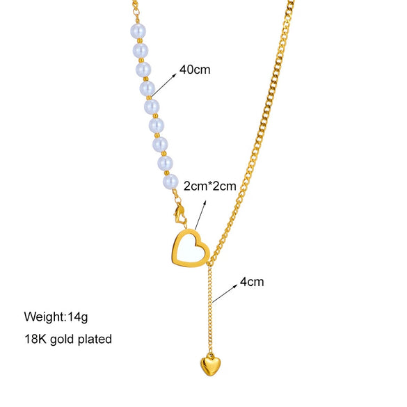 Wholesale Necklace Titanium Steel Irregular Pearl Geometric Design Electroplating For Women
