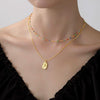 Wholesale Necklace Titanium Steel 18K Gold Plated Rose Flower Pendant Snake Bone Chain Unisex Retro Plant Flowers Style