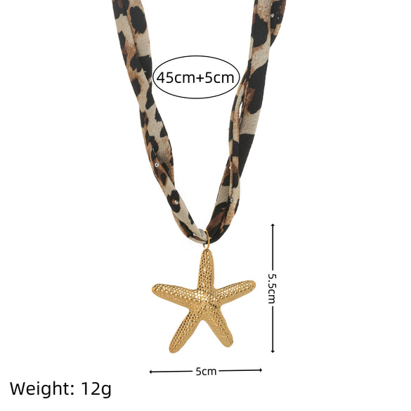 Wholesale Necklace Titanium Steel Leopard Print Animal Shape Pendant Electroplated