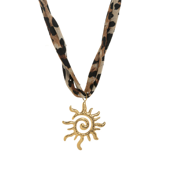Wholesale Necklace Titanium Steel Leopard Print Animal Shape Pendant Electroplated