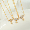 Wholesale Necklace 316L Stainless Steel Plated 18K Gold Crystal Inlaid Zircon Rhombus Pattern For Women