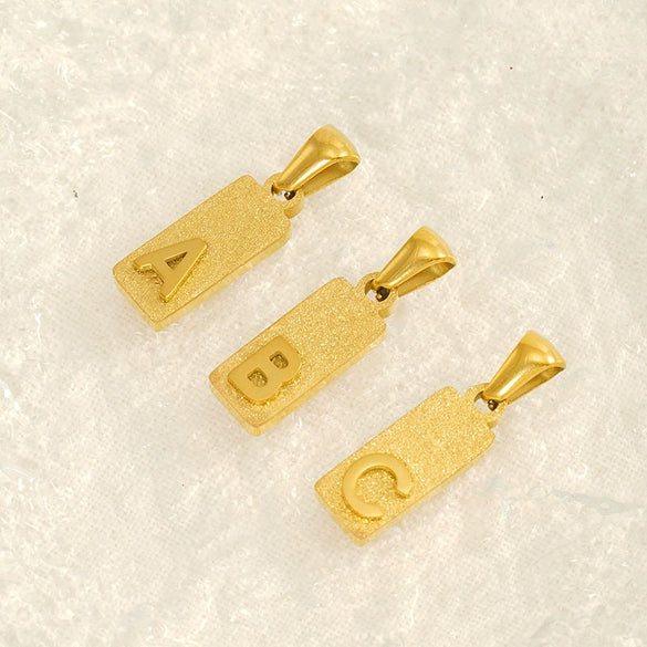 Wholesale Necklace Titanium Steel Rectangular Letter Pendant Electroplating Fashion Design