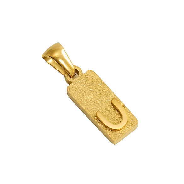 Wholesale Necklace Titanium Steel Rectangular Letter Pendant Electroplating Fashion Design