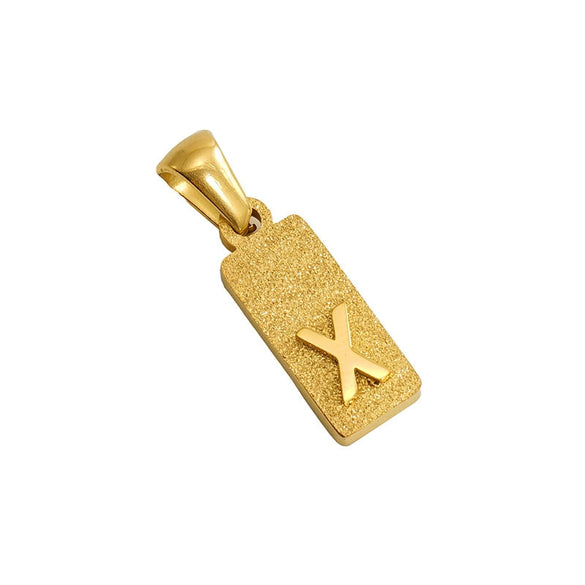 Wholesale Necklace Titanium Steel Rectangular Letter Pendant Electroplating Fashion Design