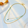 Wholesale Necklace Titanium Steel Rhinestone Multilayered Chain Water Drop Pendant Electroplating Style