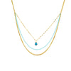 Wholesale Necklace Titanium Steel Rhinestone Multilayered Chain Water Drop Pendant Electroplating Style