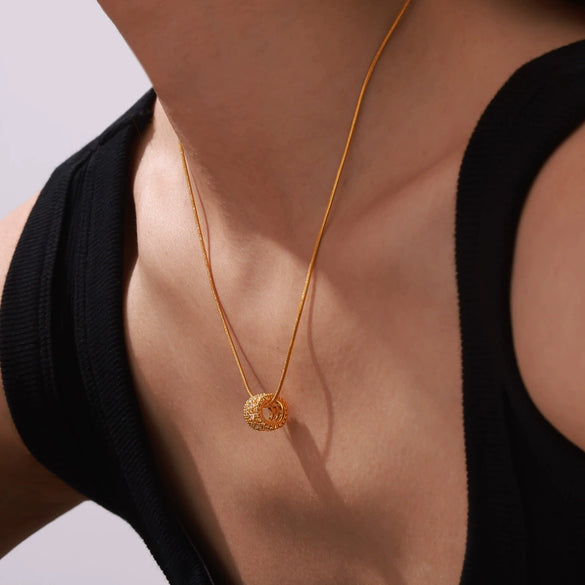 Wholesale Necklace 316L Stainless Steel Snake Bone Chain Copper Pendant Geometric Design Electroplated