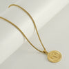 Wholesale Necklace Titanium Steel Square Pearl Chain Constellation Pattern 18K Gold Plated