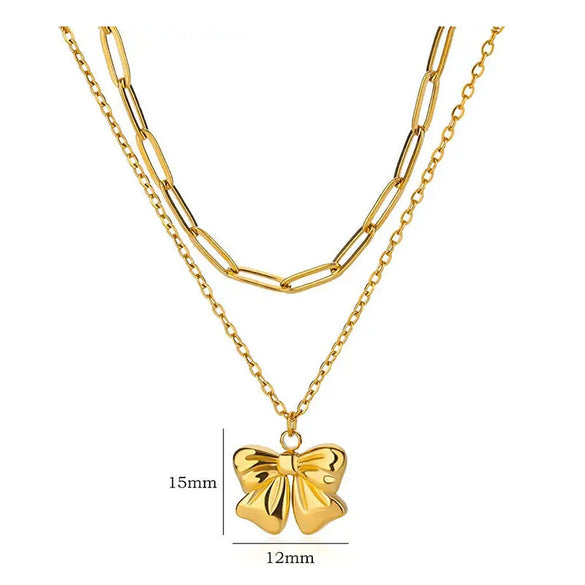 Wholesale Necklace Titanium Steel Stainless Steel Bow Tie Electroplating For Women