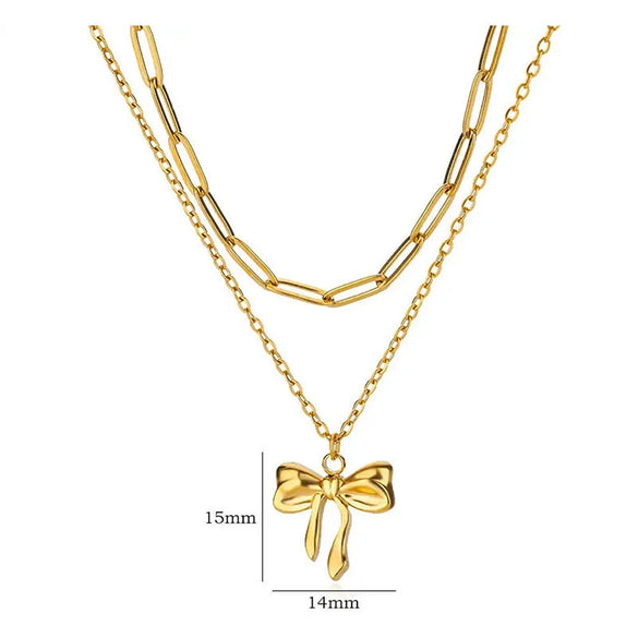 Wholesale Necklace Titanium Steel Stainless Steel Bow Tie Electroplating For Women