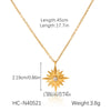 Wholesale Necklace Titanium Steel Stainless Steel Geometric Pattern Hammered Round Plate Inlaid With Diamond Eightpointed Star Pendant For Women