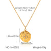 Wholesale Necklace Titanium Steel Stainless Steel Geometric Pattern Hammered Round Plate Inlaid With Diamond Eightpointed Star Pendant For Women