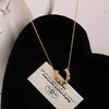 Wholesale Necklace Titanium Steel Stainless Steel Inlaid Zirconium Geometric Rainbow Horseshoe Ushaped Electroplating