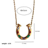 Wholesale Necklace Titanium Steel Stainless Steel Inlaid Zirconium Geometric Rainbow Horseshoe Ushaped Electroplating