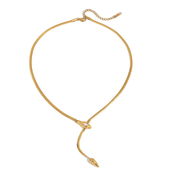 Wholesale Necklace Titanium Steel Stainless Steel With Zirconium Geometric Snake Yshaped Electroplated Design For Women