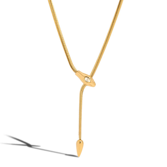 Wholesale Necklace Titanium Steel Stainless Steel With Zirconium Geometric Snake Yshaped Electroplated Design For Women