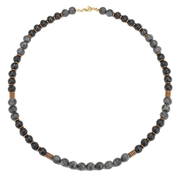 Wholesale Necklace Volcanic Stone Glitter Stone Black Gallstone Geometric Handmade Male Hiphop Niche Design