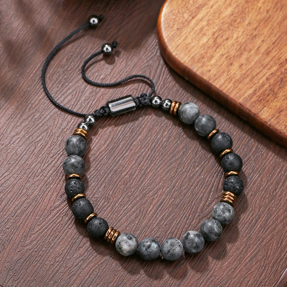 Wholesale Necklace Volcanic Stone Glitter Stone Black Gallstone Geometric Handmade Male Hiphop Niche Design