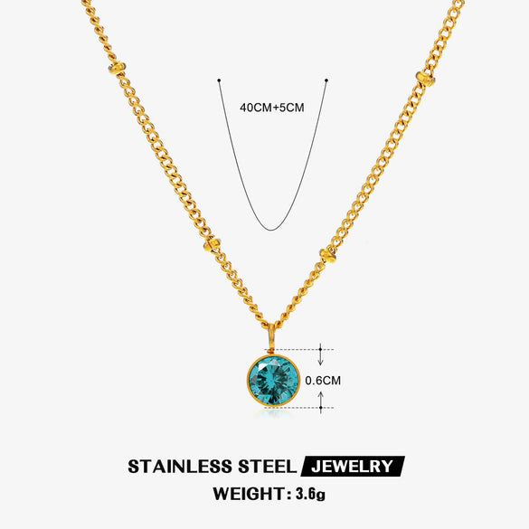 Wholesale Necklace Women's Ins Style Geometric Stainless Steel And Titanium Steel Electroplated Diamondembedded