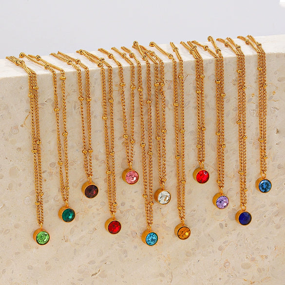 Wholesale Necklace Women's Ins Style Geometric Stainless Steel And Titanium Steel Electroplated Diamondembedded