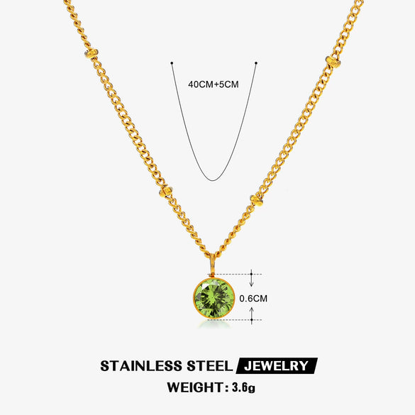 Wholesale Necklace Women's Ins Style Geometric Stainless Steel And Titanium Steel Electroplated Diamondembedded