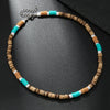 Wholesale Necklace Wood Chip Coconut Shell Splicing Handmade Geometric Style Unisex Stainless Steel O Chain