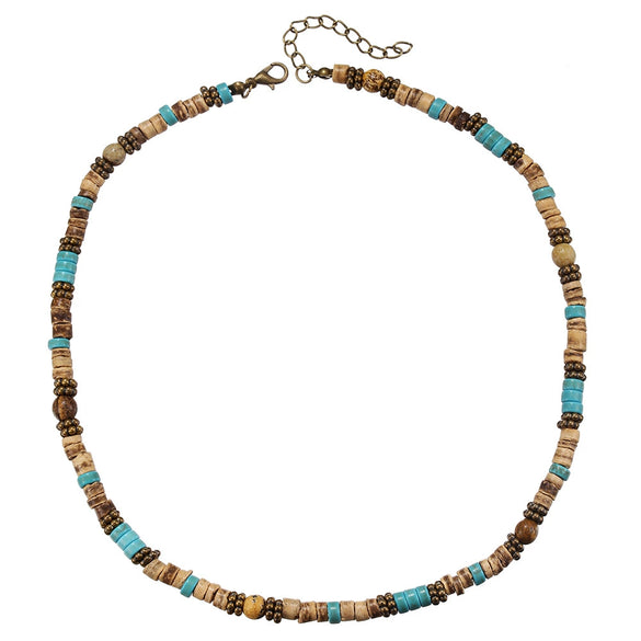 Wholesale Necklace Wood Chips Turquoise Geometric Handmade Bohemian Style Unisex