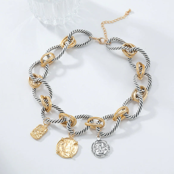 Wholesale Necklace Zinc Alloy Geometric Water Wave Chain Electroplating