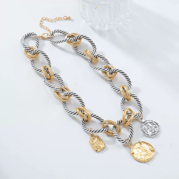 Wholesale Necklace Zinc Alloy Geometric Water Wave Chain Electroplating