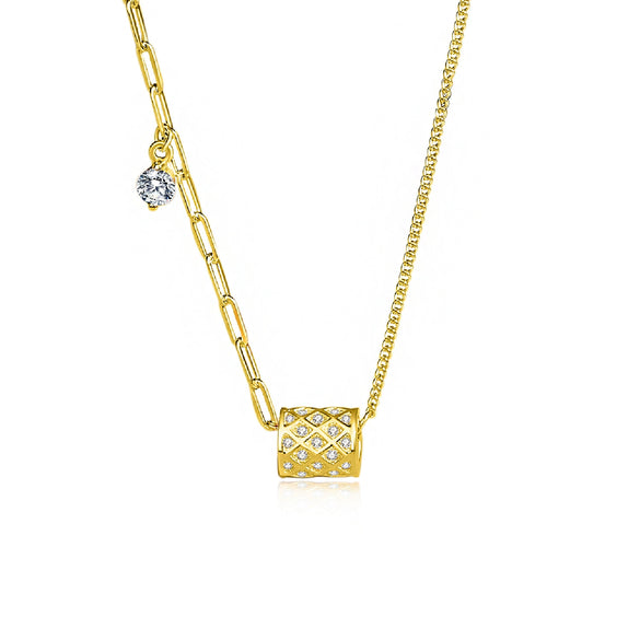 Wholesale Necklace Zircon Roller Pendant 925 Silver Geometric Allmatch Women's Accessories
