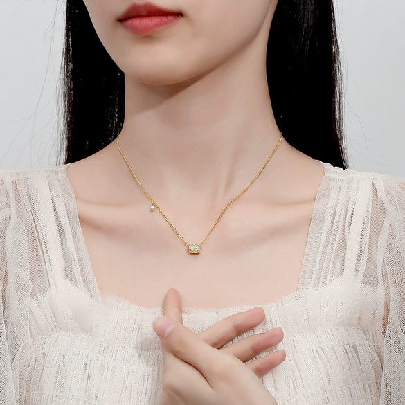 Wholesale Necklace Zircon Roller Pendant 925 Silver Geometric Allmatch Women's Accessories