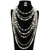 Wholesale Necklaces Imitation Pearl Multilayered Geometric Snake Chain Pearlescent Treatment Women's