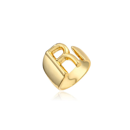 Wholesale New 18k Copper Gold-plated Alphabet Open Ring Gooddiy