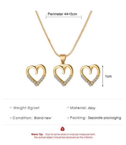 Wholesale New Diamond Heart Pendent Necklace Earrings Set Gooddiy