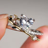 Wholesale New Fairy Style Sweet And Elegant Copper Ring With Heart And Geometric Patterns And Zircon Design For Women